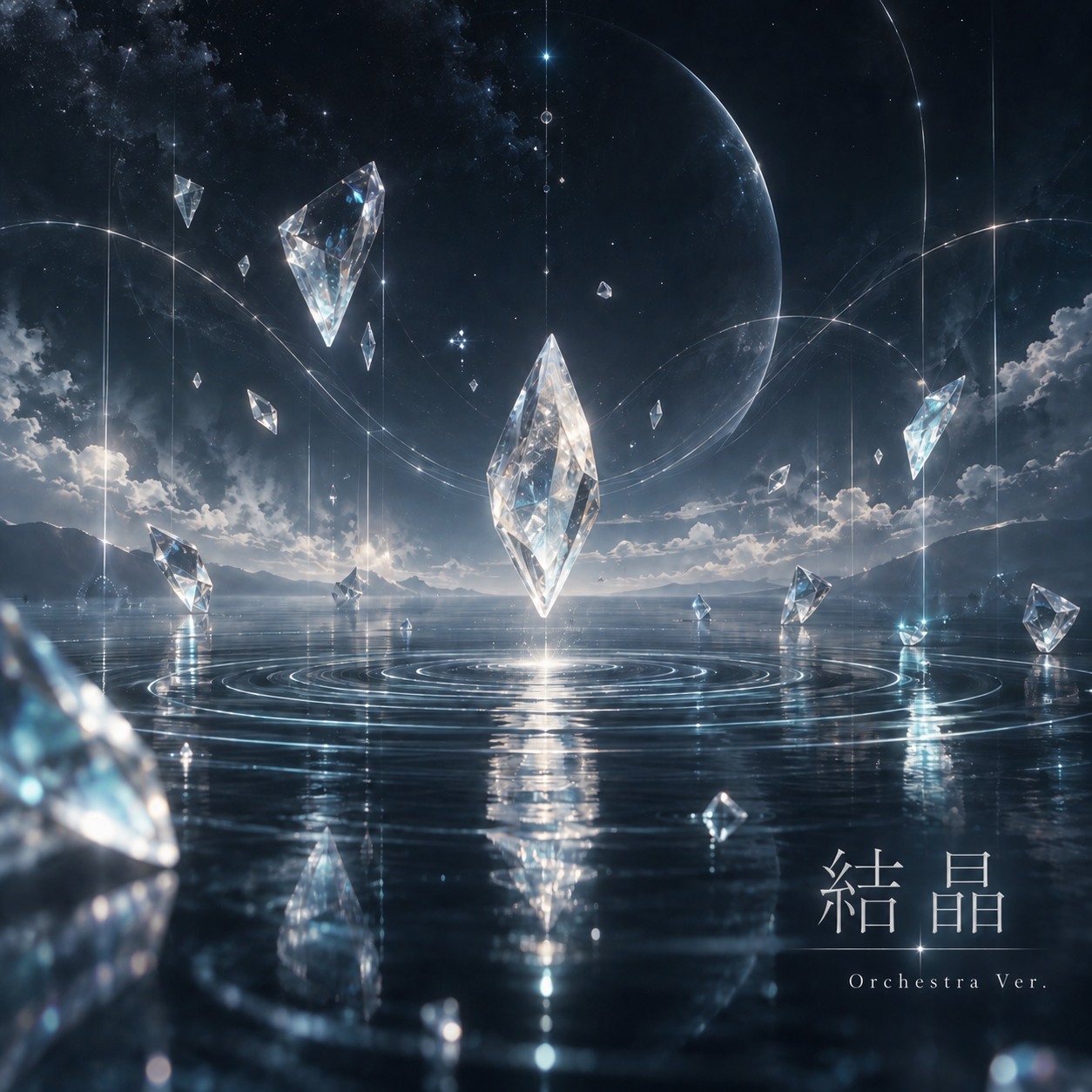 水面に浮かぶ結晶を描いた『結晶』のジャケット